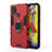 Custodia Silicone e Plastica Opaca Cover con Magnetico Anello Supporto per Samsung Galaxy M21s Rosso