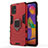 Custodia Silicone e Plastica Opaca Cover con Magnetico Anello Supporto per Samsung Galaxy M31s Rosso