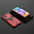 Custodia Silicone e Plastica Opaca Cover con Magnetico Anello Supporto per Samsung Galaxy M62 4G Rosso