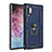 Custodia Silicone e Plastica Opaca Cover con Magnetico Anello Supporto per Samsung Galaxy Note 10 Plus 5G Blu