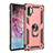 Custodia Silicone e Plastica Opaca Cover con Magnetico Anello Supporto per Samsung Galaxy Note 10 Plus Oro Rosa