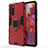 Custodia Silicone e Plastica Opaca Cover con Magnetico Anello Supporto per Samsung Galaxy S20 FE 5G Rosso