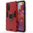 Custodia Silicone e Plastica Opaca Cover con Magnetico Anello Supporto per Samsung Galaxy S20 Lite 5G Rosso