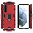 Custodia Silicone e Plastica Opaca Cover con Magnetico Anello Supporto per Samsung Galaxy S21 5G