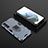 Custodia Silicone e Plastica Opaca Cover con Magnetico Anello Supporto per Samsung Galaxy S21 5G Blu