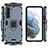 Custodia Silicone e Plastica Opaca Cover con Magnetico Anello Supporto per Samsung Galaxy S22 5G