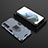 Custodia Silicone e Plastica Opaca Cover con Magnetico Anello Supporto per Samsung Galaxy S22 5G Blu
