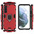 Custodia Silicone e Plastica Opaca Cover con Magnetico Anello Supporto per Samsung Galaxy S22 Plus 5G