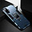 Custodia Silicone e Plastica Opaca Cover con Magnetico Anello Supporto per Vivo X50 5G Blu