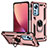 Custodia Silicone e Plastica Opaca Cover con Magnetico Anello Supporto per Xiaomi Mi 12X 5G Oro Rosa