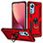 Custodia Silicone e Plastica Opaca Cover con Magnetico Anello Supporto per Xiaomi Mi 12X 5G Rosso
