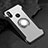 Custodia Silicone e Plastica Opaca Cover con Magnetico Anello Supporto per Xiaomi Mi A2 Lite Argento