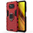 Custodia Silicone e Plastica Opaca Cover con Magnetico Anello Supporto per Xiaomi Poco X3 NFC Rosso