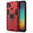Custodia Silicone e Plastica Opaca Cover con Magnetico Anello Supporto per Xiaomi Redmi 9 India Rosso