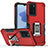 Custodia Silicone e Plastica Opaca Cover con Magnetico Anello Supporto QW1 per Oppo A54s Rosso