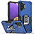 Custodia Silicone e Plastica Opaca Cover con Magnetico Anello Supporto QW1 per Samsung Galaxy A32 5G Blu