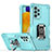 Custodia Silicone e Plastica Opaca Cover con Magnetico Anello Supporto QW1 per Samsung Galaxy A53 5G Azzurro