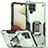 Custodia Silicone e Plastica Opaca Cover con Magnetico Anello Supporto QW1 per Samsung Galaxy F12 Verde Pastello