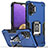 Custodia Silicone e Plastica Opaca Cover con Magnetico Anello Supporto QW1 per Samsung Galaxy M32 5G Blu