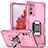 Custodia Silicone e Plastica Opaca Cover con Magnetico Anello Supporto QW1 per Samsung Galaxy S20 FE (2022) 5G Oro Rosa