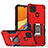 Custodia Silicone e Plastica Opaca Cover con Magnetico Anello Supporto QW1 per Xiaomi Redmi 9 India Rosso