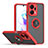 Custodia Silicone e Plastica Opaca Cover con Magnetico Anello Supporto QW2 per Huawei Honor X7a Rosso