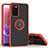 Custodia Silicone e Plastica Opaca Cover con Magnetico Anello Supporto QW2 per Samsung Galaxy M02s Rosso