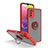 Custodia Silicone e Plastica Opaca Cover con Magnetico Anello Supporto QW3 per Samsung Galaxy A03s Rosso