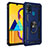 Custodia Silicone e Plastica Opaca Cover con Magnetico Anello Supporto QW3 per Samsung Galaxy M30s Blu