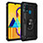Custodia Silicone e Plastica Opaca Cover con Magnetico Anello Supporto QW3 per Samsung Galaxy M30s Nero