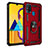 Custodia Silicone e Plastica Opaca Cover con Magnetico Anello Supporto QW3 per Samsung Galaxy M30s Rosso