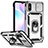 Custodia Silicone e Plastica Opaca Cover con Magnetico Anello Supporto QW3 per Xiaomi Redmi 9A Argento