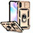 Custodia Silicone e Plastica Opaca Cover con Magnetico Anello Supporto QW3 per Xiaomi Redmi 9A Oro