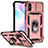 Custodia Silicone e Plastica Opaca Cover con Magnetico Anello Supporto QW3 per Xiaomi Redmi 9A Oro Rosa