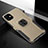 Custodia Silicone e Plastica Opaca Cover con Magnetico Anello Supporto R01 per Apple iPhone 11 Oro