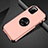 Custodia Silicone e Plastica Opaca Cover con Magnetico Anello Supporto R01 per Apple iPhone 11 Pro Max Oro Rosa