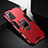 Custodia Silicone e Plastica Opaca Cover con Magnetico Anello Supporto R01 per Huawei Honor Play4 5G Rosso