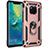 Custodia Silicone e Plastica Opaca Cover con Magnetico Anello Supporto R01 per Huawei Mate 20 Pro Oro Rosa
