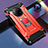 Custodia Silicone e Plastica Opaca Cover con Magnetico Anello Supporto R01 per Huawei Mate 30 Pro Rosso