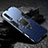 Custodia Silicone e Plastica Opaca Cover con Magnetico Anello Supporto R01 per Huawei P20 Blu
