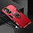Custodia Silicone e Plastica Opaca Cover con Magnetico Anello Supporto R01 per Huawei P60 Pro Rosso