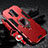 Custodia Silicone e Plastica Opaca Cover con Magnetico Anello Supporto R01 per OnePlus 8 Pro Rosso