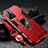 Custodia Silicone e Plastica Opaca Cover con Magnetico Anello Supporto R01 per OnePlus Nord N300 5G Rosso