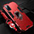 Custodia Silicone e Plastica Opaca Cover con Magnetico Anello Supporto R01 per Oppo A52 Rosso