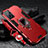 Custodia Silicone e Plastica Opaca Cover con Magnetico Anello Supporto R01 per Oppo A76 Rosso