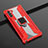 Custodia Silicone e Plastica Opaca Cover con Magnetico Anello Supporto R01 per Samsung Galaxy Note 10 Rosso