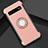 Custodia Silicone e Plastica Opaca Cover con Magnetico Anello Supporto R01 per Samsung Galaxy S10 Plus Oro Rosa
