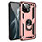 Custodia Silicone e Plastica Opaca Cover con Magnetico Anello Supporto R01 per Xiaomi Mi 11 5G Oro Rosa