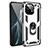 Custodia Silicone e Plastica Opaca Cover con Magnetico Anello Supporto R01 per Xiaomi Mi 11 Lite 5G Argento