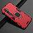 Custodia Silicone e Plastica Opaca Cover con Magnetico Anello Supporto R01 per Xiaomi Mi Note 10 Rosso
